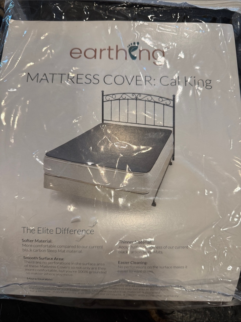 Earthing Cal King Mattress Cover — Black